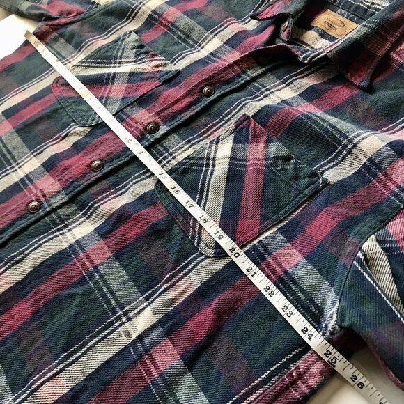 Vintage St Johns Bay Heavyweight Flannel Button Up Shirt Size XLT Blue Green Red - Picture 5 of 7